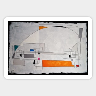 Expressive automatism abstract in grays and orange Sticker